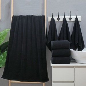 Vente en gros 100% coton personnalisé broderie éponge noire serviettes de luxe serviette de bain 70*140cm 35*75cm pour hôtel et usage domestique - Product Image 2