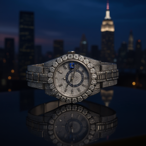 Reloj de Cuarzo de Lujo para Hombre con Moissanita y Diamantes, Correa de Acero Inoxidable con Incrustaciones de Diamantes y Visualización de Fecha, Estilo Moderno, Ejecutivo y Hip Hop - Product Image 2