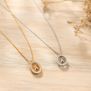 Collier pendentif lettre A en diamant 10x15cm style collier en acier doré argenté - Product Image 3