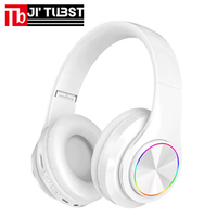 Headphone Nirkabel Portabel B39, Headset Lipat dengan Pemutar MP3, Mikrofon, Lampu LED Warna-warni, Fungsi Tahan Air UV, Headset BT