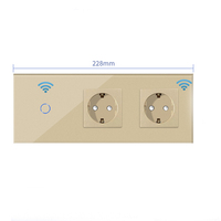 Bingpelec-interruptor inteligente de pared, de 1 entrada Panel de cristal, wifi, enchufe doble de 16A, UE, 16A, Alemania