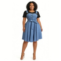 Ensemble 2 pièces décontracté en jean écologique grande taille pour femme, style africain, avec gilet et jupe à boutons, idéal pour l'été 2026