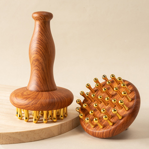 <span class=keywords><strong>Masseur</strong></span> en cuivre à manche en bois, brosse de massage des méridiens, tête de massage des méridiens, jambes fines, ventre, cuir chevel, outil de relaxation pour tout le corps - Product Image 6