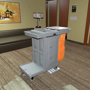 Carrello Multiuso in Plastica Grigia a 4 Ruote con Doppia Porta, Capacità 90 kg, per <span class=keywords><strong>Pulizie</strong></span> in <span class=keywords><strong>Camere</strong></span> d'Albergo - Product Image 4