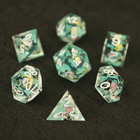 Ensembles de dés professionnels personnalisés en résine Donjons et Dragons D & D Forme polyédrique et polyèdre avec inclusions de panda à bords tranchants