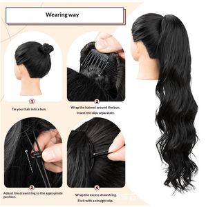 Queue de cheval synthétique ondulée de 26 pouces de haute qualité, avec cordon de serrage, facile à porter, pleine et volumineuse, pour femmes - Product Image 4