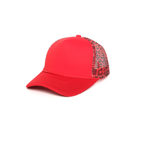 Hete Aanbieding Oranje Kleur Op Maat Geborduurde Luipaard Stippenpatroon Jacht Visserij Mesh Verstelbare Cap Trucker Pet Buiten Unisex