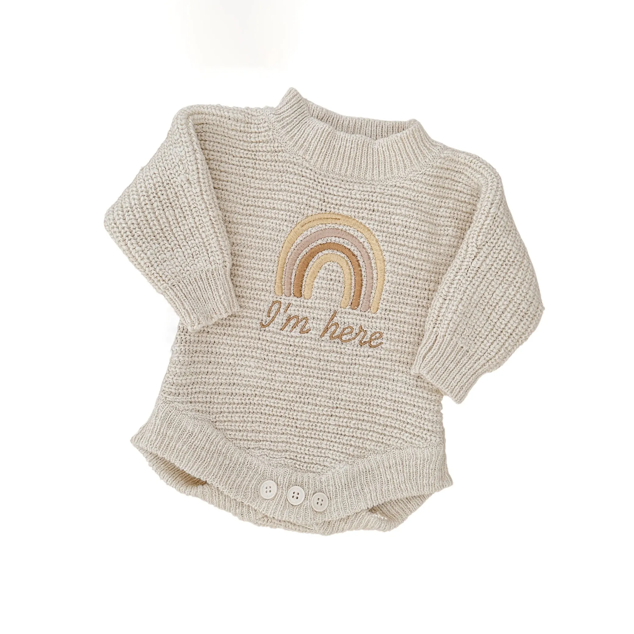 Mono de punto con cuello redondo de otoño para recién nacido, mono infantil personalizado lgoo a la moda, mono bonito para niña, ropa informal