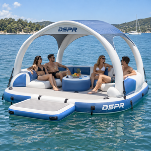Piattaforma Galleggiante Gonfiabile Personalizzata con Bar Acquatico, Lounge e Parasole per Hotel Costieri, <span class=keywords><strong>Spiagge</strong></span> e Parchi Acquatici - Product Image 5