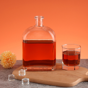 Bouteille à liqueur en cristal sans plomb haut de gamme, ovale plate avec bouchon en liège, pour spiritueux, whisky, vodka, tequila, brandy, <span class=keywords><strong>XO</strong></span> - Product Image 6