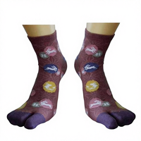Chaussettes de cheville décontractées en coton japonais amusantes et personnalisées, à un doigt, Tabi Toe, écologiques, durables