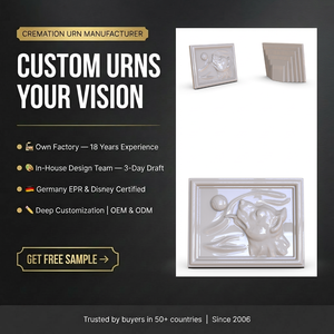 Urne funéraire en céramique pour animaux de compagnie, cadre photo en relief, récipient à cendres en <span class=keywords><strong>porcelaine</strong></span> fait main, pot décoratif pour cendres, souvenir commémoratif, vente en gros - Product Image 1