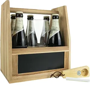 6er Pack Bierträger Holz flaschen behälter mit Metall flaschen öffner