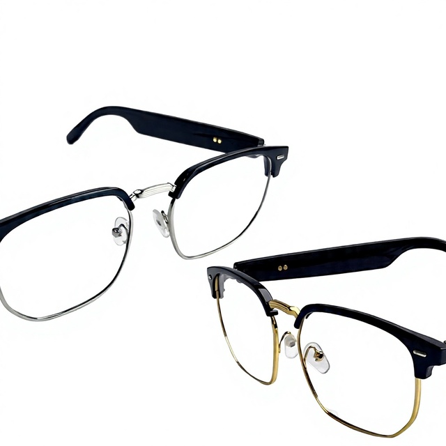 Smart Eyeglasses AI Half Frame Metal & PC Material Injection Molding Style Photochromic Color Changing Lenses