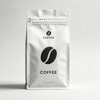 Sachet d'emballage alimentaire pour café en grains, en papier kraft écologique et durable, étanche, à huit soudures latérales, avec fermeture éclair supérieure, à fond plat, avec encoche de déchirement, imprimé sur mesure