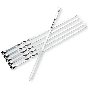 6 Pcs antiadherente de acero inoxidable pincho de barbacoa parrilla kebab con precio barato