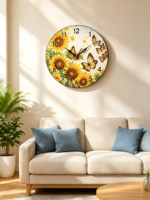 Jam Dinding Mekanik Bulat 10-Inci untuk Sublimasi, Dekorasi Rumah DIY dengan Display MDF Sublimasi Kosong untuk Ruang Tamu