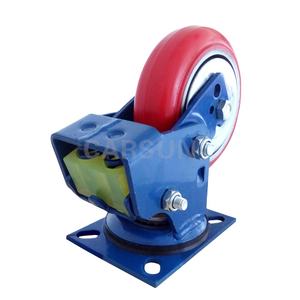 Ruedas de nivelación de carga de 500Kg de alta resistencia, rodamiento de bolas, ruedas de amortiguación de resorte ajustable, máquina giratoria de hierro y acero de caucho - Product Image 2