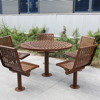 Table de pique-nique commerciale d'extérieur en acier avec chaise à l'extérieur Restaurant Jardin Patio Table à manger externe en métal et ensemble de chaises