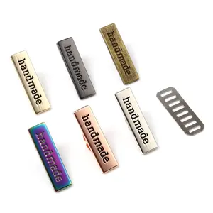 China Factory Customized Handmade Crafts Metal Labels Tags for Clothes Rectangle Metal Logo Labels Handmade DIY Metal Tags