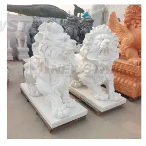 Italian marble sculpture white marble carving stone lion with marble statue sculpture