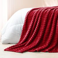 Couverture en flanelle polaire rayée unie légère, chaude et confortable, super douce, personnalisable pour l'hiver