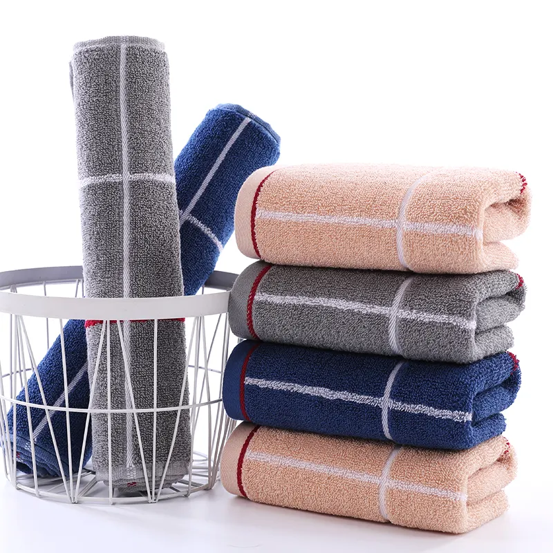 नई शैली तौलिए स्नान 100% कपास लक्जरी हाथ तौलिए 100% कपास लक्जरी और टिकाऊ पुरुषों की चेकर तौलिया