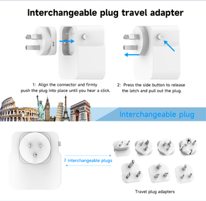 <span class=keywords><strong>Adaptador</strong></span> de <span class=keywords><strong>Corriente</strong></span> 5 en 1 Desmontable/Reemplazable de Schuko/Italia a Reino Unido/EE. UU./Australia/UE/India con USB-A/USB-C para Reino Unido, <span class=keywords><strong>Irlanda</strong></span>, Escocia - Product Image 2