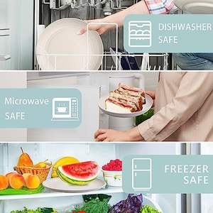 Supernal Ensemble d'<span class=keywords><strong>assiettes</strong></span> à dîner <span class=keywords><strong>en</strong></span> paille de blé <span class=keywords><strong>en</strong></span> <span class=keywords><strong>bambou</strong></span> de 16 pièces allant au micro-ondes et au lave-vaisselle léger réutilisable pour les fêtes pique-niques - Product Image 6