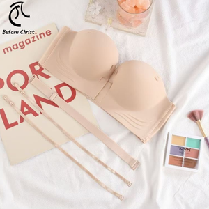 Soutien-gorge femme Asie du Sud-Est, fin tricoté, bonnet 3/4, fermeture avant, uni, respirant, push-up pour petite <span class=keywords><strong>poitrine</strong></span>, sans couture, sans armatures - Product Image 1