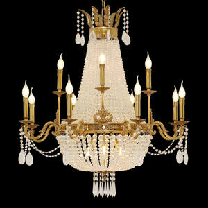 Antique Brass Luxury Hotel Decor Chandelier High-End European Brass Crystal Pendant Light - Product Image 1