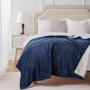 High Quality Lightweight Cozy Soft Plush Microfiber <strong>Blue</strong> Flannel Fleece <strong>Throw</strong> <strong>Blankets</strong> King Size Fleece <strong>Blanket</strong> - Product Image 2