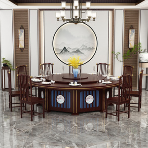 Chinese Style Hotel Round Dining <b>Table</b> With <b>Electric</b> Rotating Turntable For Restaurant Club Private Room - Product Image 4