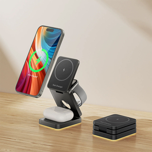 <span class=keywords><strong>Cargador</strong></span> inalámbrico portátil plegable 3 en 1 <span class=keywords><strong>Cargador</strong></span> magnético fuerte máximo de 15W para <span class=keywords><strong>iPhone</strong></span> <span class=keywords><strong>IWatch</strong></span> para <span class=keywords><strong>AirPods</strong></span> - Product Image 4