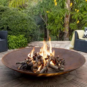 Outdoor fire bowl corten steel BBQ grill fire pit