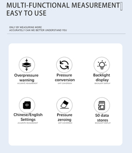 มาตรวัดความดันดิจิทัล DP ความแม่นยำสูง ± เกจวัดความดันต่าง206.8 kPa ที่มีความละเอียด0.1 kPa - Product Image 5