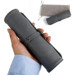 Bol pliable en silicone pour animaux de compagnie, double, antidérapant, portable pour l'extérieur, avec sac, gris émeraude, 38x23,5 cm - Product Image 5