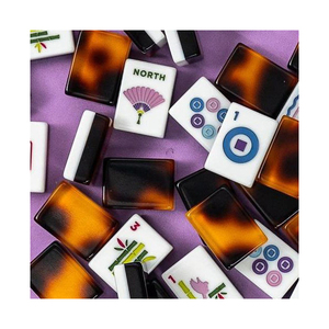 Jeu de Mahjong Américain en Acrylique Double Couche Dégradé Ambre Écaille de Tortue, Éventail Pliant Moderne de Luxe, Tuiles Classiques Florales, <span class=keywords><strong>Poker</strong></span> 4 - Product Image 1