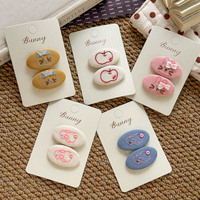 Jepit Rambut Grosir Bordir Kartun Kelinci Ceri Oval Bb Clip Lucu dan Menggemaskan Set Jepit Rambut Bayi