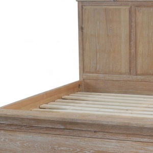 HL090-183 French Vintage American Rustic Antique Classic Wooden Platform King <b>Size</b> Solid Oak Wood Frame <b>Bed</b> for Bedroom HL090-18 - Product Image 6