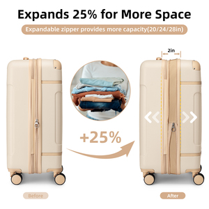 Set Koper Ringan yang Dapat Diperluas - 4 Koper Spinner (18/20/24/28) + 2 Tas Valise untuk Perjalanan Keluarga & Liburan Akhir Pekan - Product Image 2