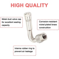 Nachee 90 Degree Silver Metal Valve Stem Extender Universal Cocok untuk Mobil Roda Ganda, RV, Sepeda Motor, Sepeda, Trailer, Kereta Dorong