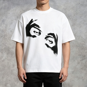 T-shirt pour homme en jersey 100% coton surdimensionné avec impression numérique, imprimé graphique vintage effet délavé, streetwear - Product Image 1