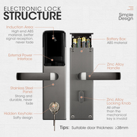Cerradura de Puerta de Hotel Inteligente con Tarjeta RFID Locstar 8099-MF 2026, Cerradura de Hotel RFID con Sistema de Software Offline en Móvil
