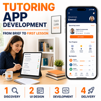 Service de tutorat professionnel, développement d'applications de marché de tutorat pour iOS et Android avec recherche de professeurs et réservation de cours LionCreate