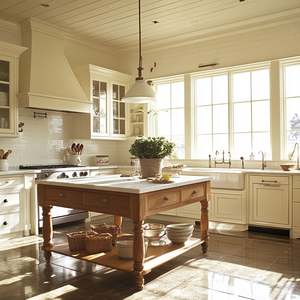 Classic American Style Complete <b>Kitchen</b> Furniture Standing Wooden <b>Kitchen</b> Cabinets Shaker Design Lacquer <b>Island</b> Including Sink - Product Image 1