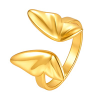 Trendiger 18K Vergoldeter Edelstahl-Schmetterling Ring - Vielseitiges Accessoire für Alltag, Urlaub und Dates - Offener Ring für Damen-Hochzeiten