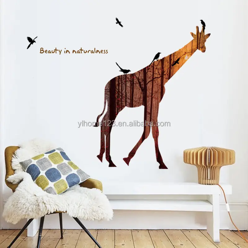 New Styles Most Popular Meeting Room Cartoon Giraffe Eco-friendly Pvc Wall Sticker