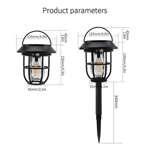 Lampes solaires rétro pour jardin, éclairage paysager LED, détecteur de mouvement, lampe de chemin, lampe de camping - Product Image 2