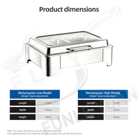 Chauffe-Plat Électrique Rectangulaire Simple FLEY en Acier Inoxydable, Réchaud de Buffet Professionnel avec Couvercle en Verre Visible pour Restaurant